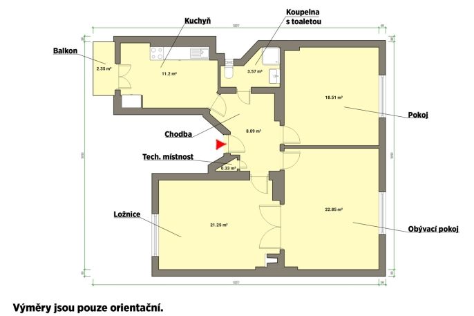 Pronájem, Byt 3+1, Cheb