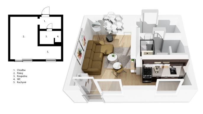 Prodej, Byt 1+kk, Kladno