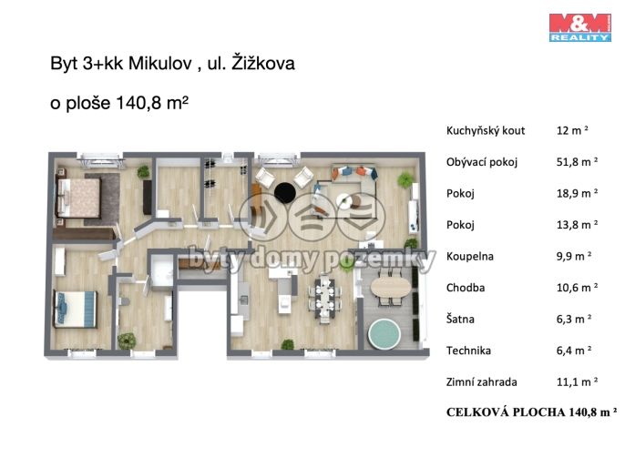 Prodej, Byt 3+kk, Mikulov