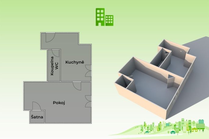 Pronájem, Byt 1+1, Valašské Meziříčí