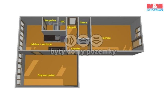 Pronájem, Byt 2+1, Velešín