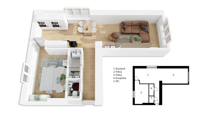 Pronájem, Byt 2+kk, Moravany