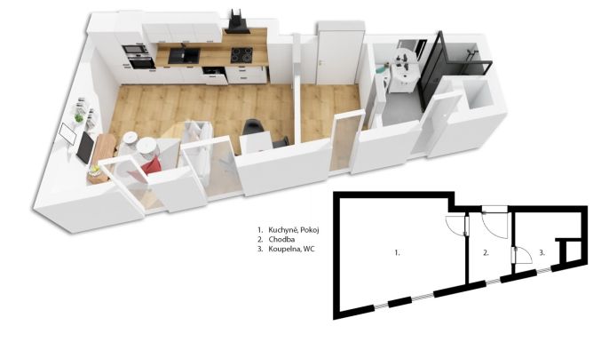 Pronájem, Byt 1+kk, Pardubice