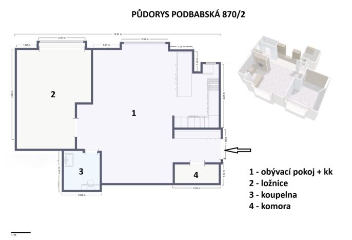 Pronájem, Byt 2+kk, Praha