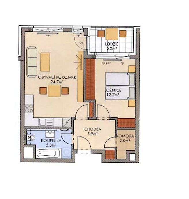 Pronájem, Byt 2+kk, Praha