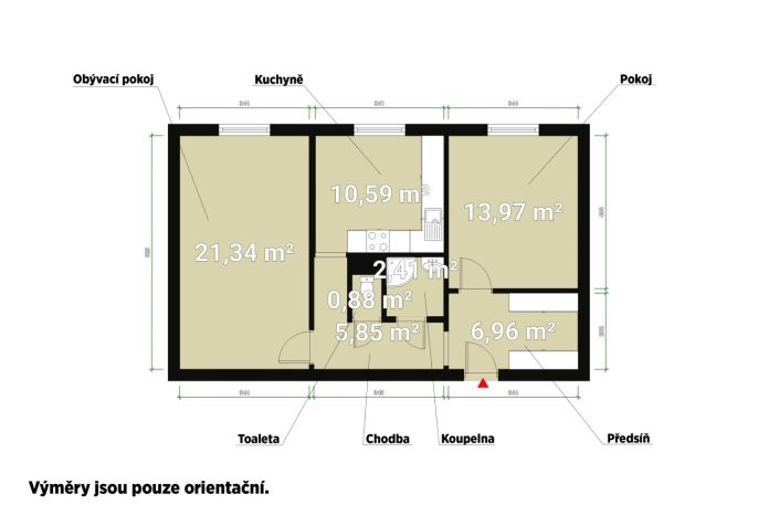 Pronájem, Byt 2+1, Cheb