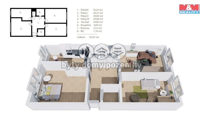 Prodej, Byt 3+1, Poděbrady