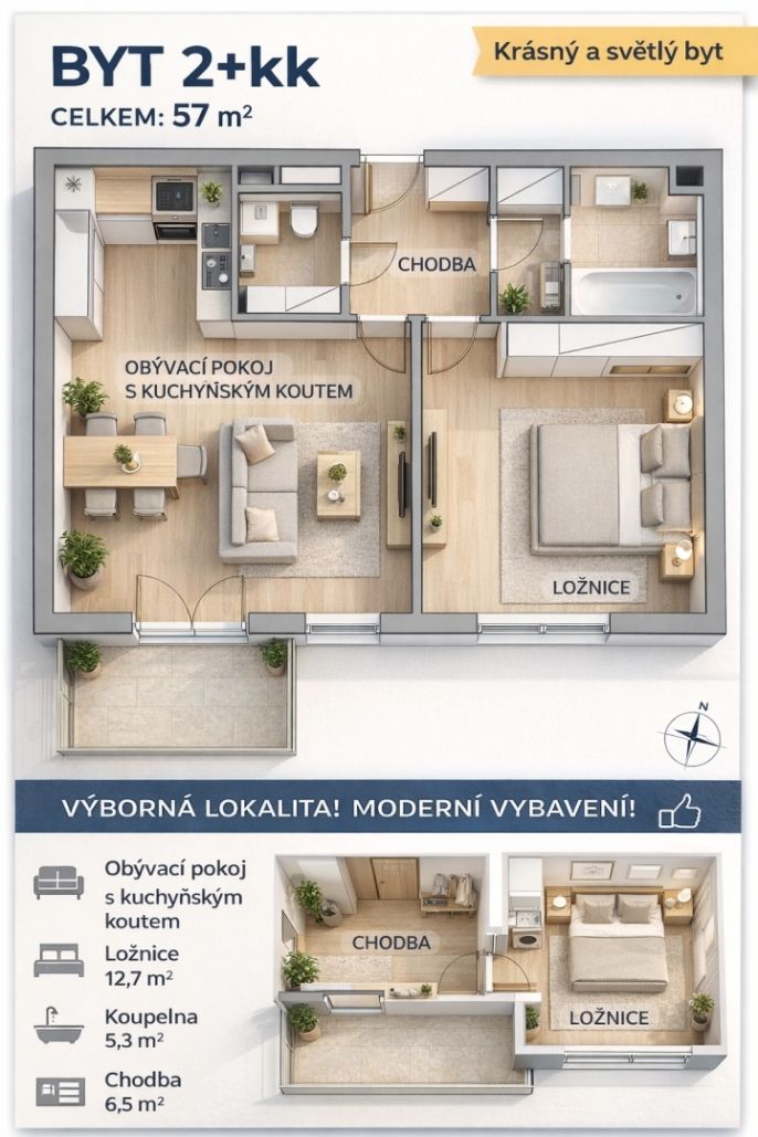 Pronájem, Byt 2+kk, Rychnov nad Kněžnou