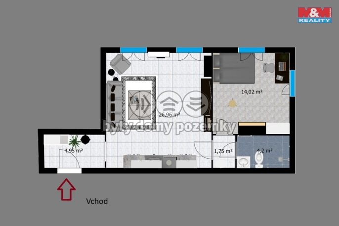 Pronájem, Byt 2+kk, Pečky