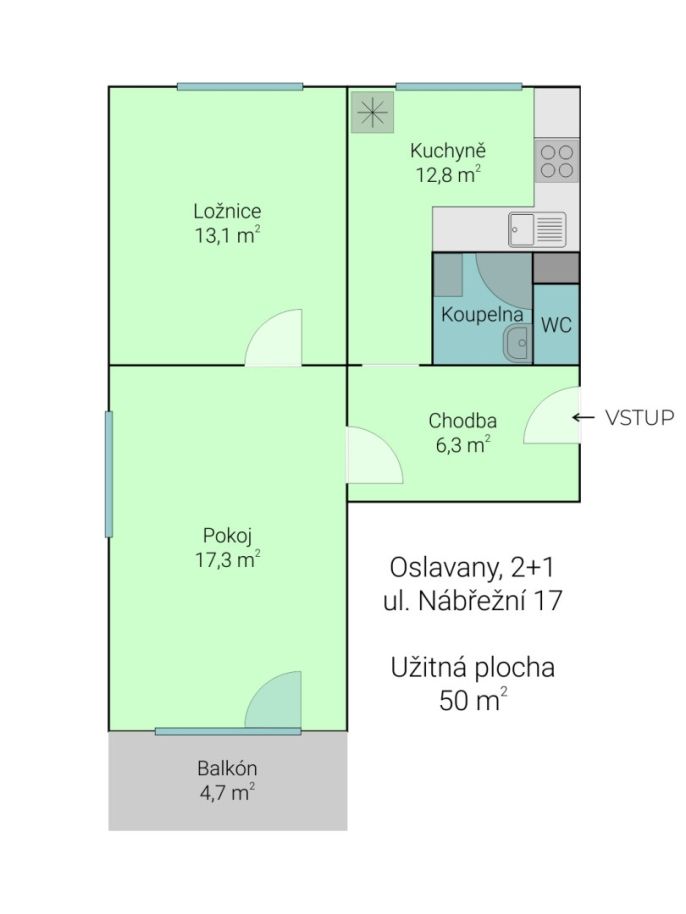 Prodej, Byt 2+1, Oslavany