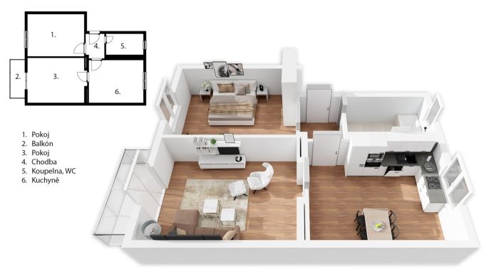 Pronájem, Byt 2+1, Kladno