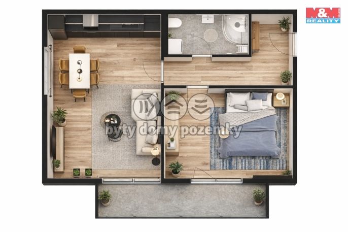 Prodej, Byt 2+kk, Žleby