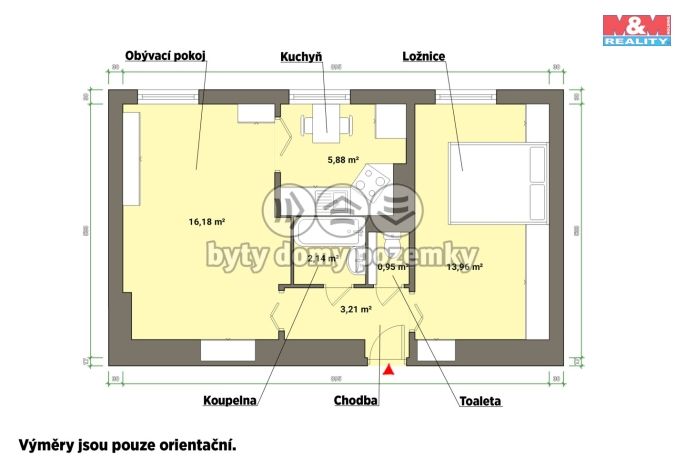 Pronájem, Byt 2+1, Velká Hleďsebe