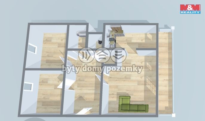 Pronájem, Byt 3+1, Kolín