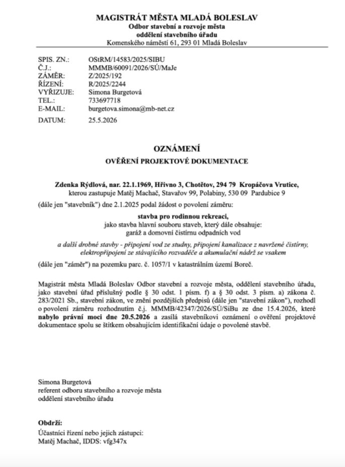 Prodej, Pozemek k bydlení, Boreč