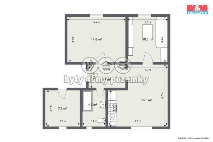 Prodej, Byt 2+1, 49 m², Karlovy Vary, Moskevská
