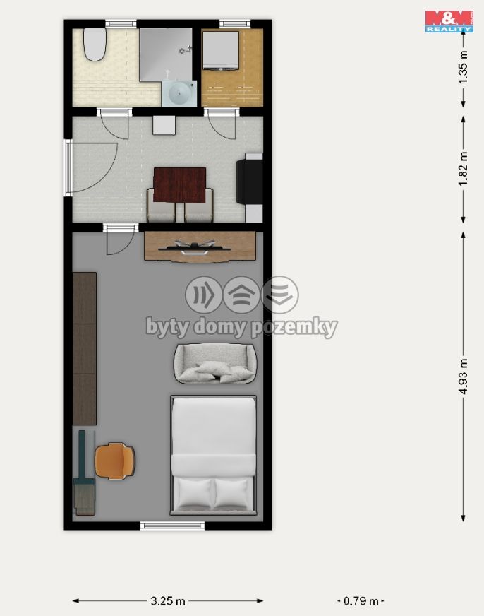 Prodej, Byt 1+1, Dešná