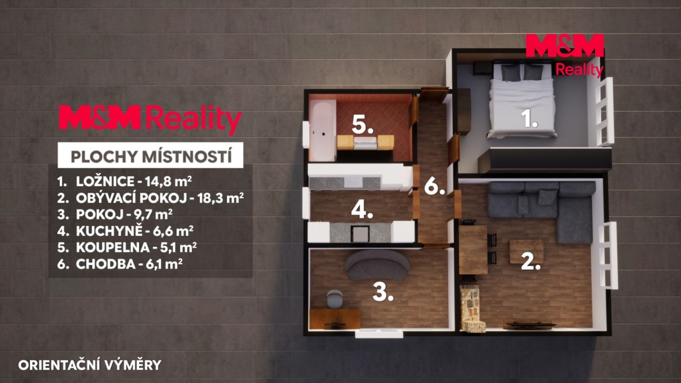 Orientační půdorys prvního bytu