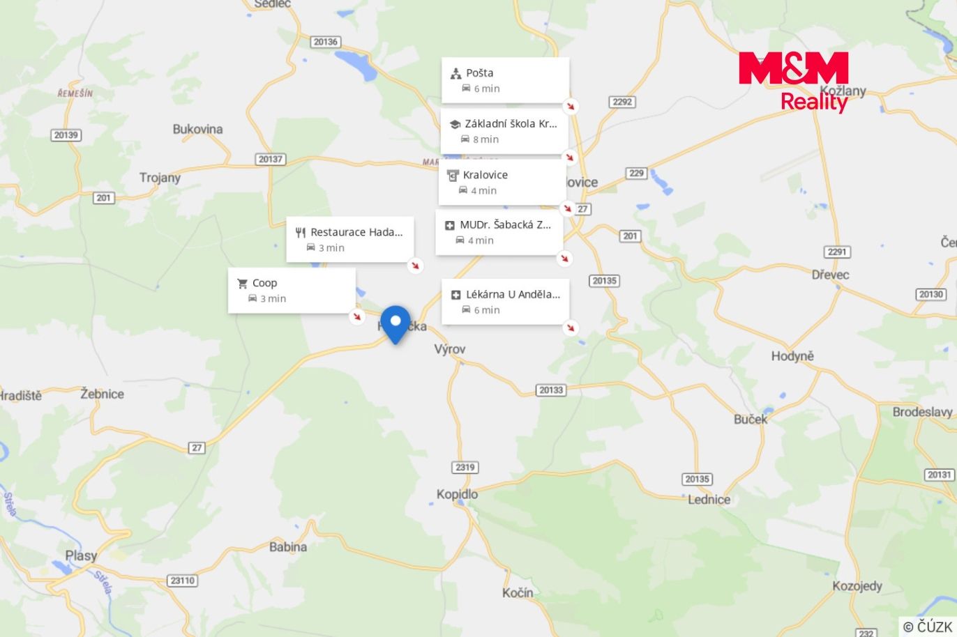 Mapa okolí.