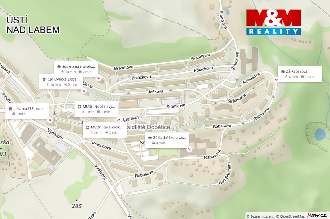 mapa okolí