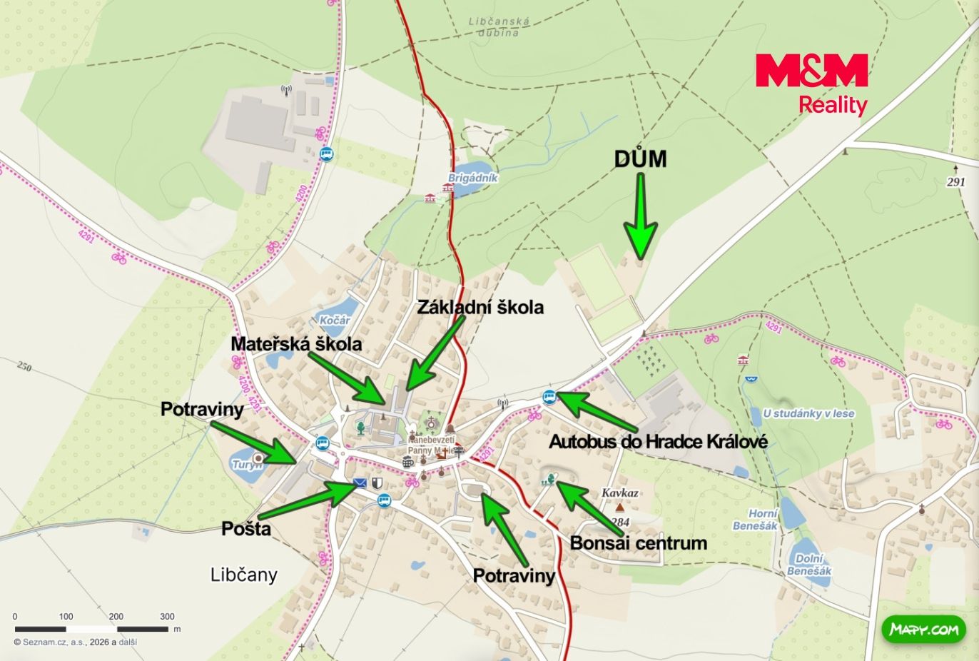 Mapa okolí Libčany