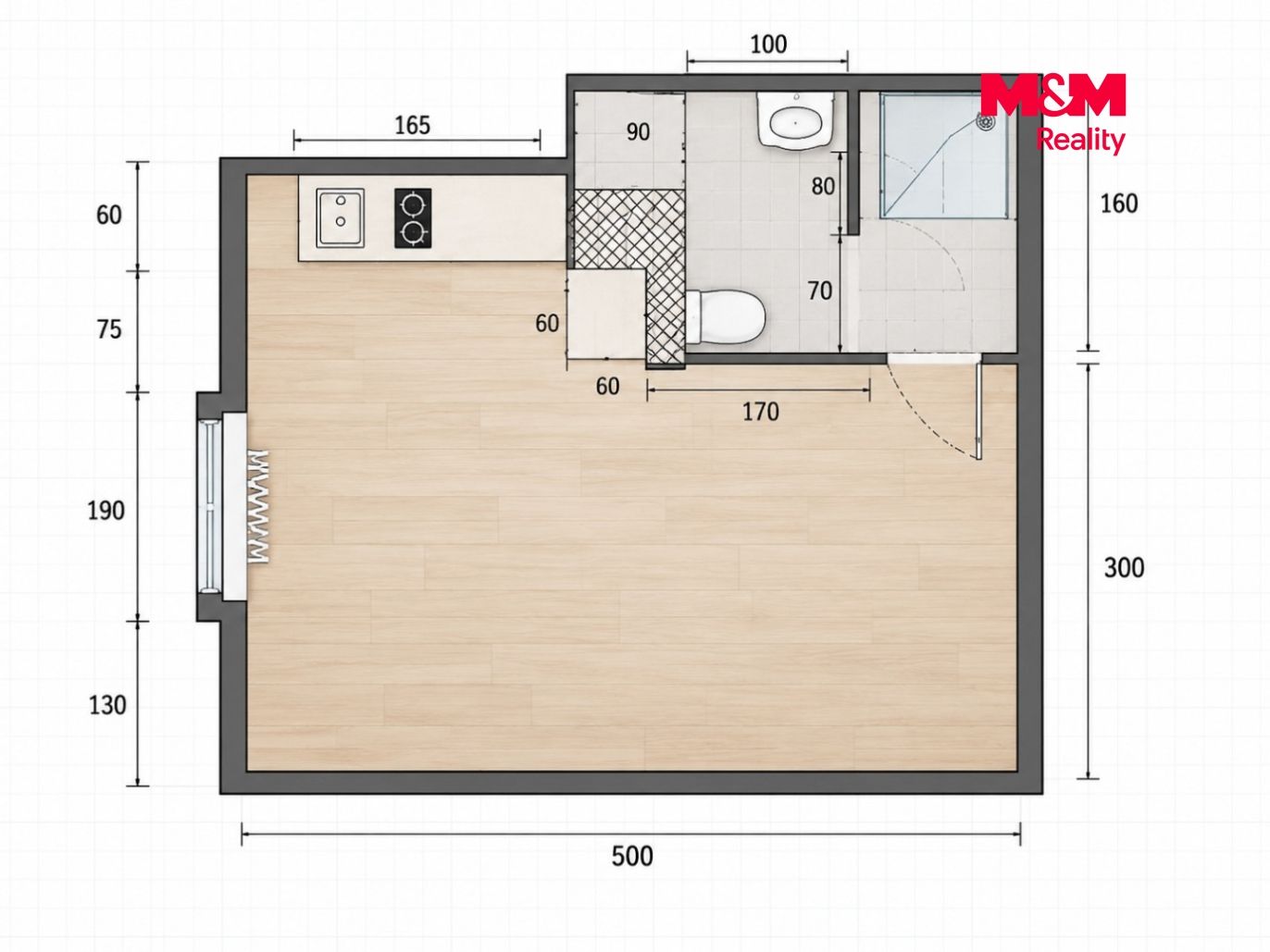 Pronájem bytu 1+kk, 21 m², Liberec, ul. Stavbařů