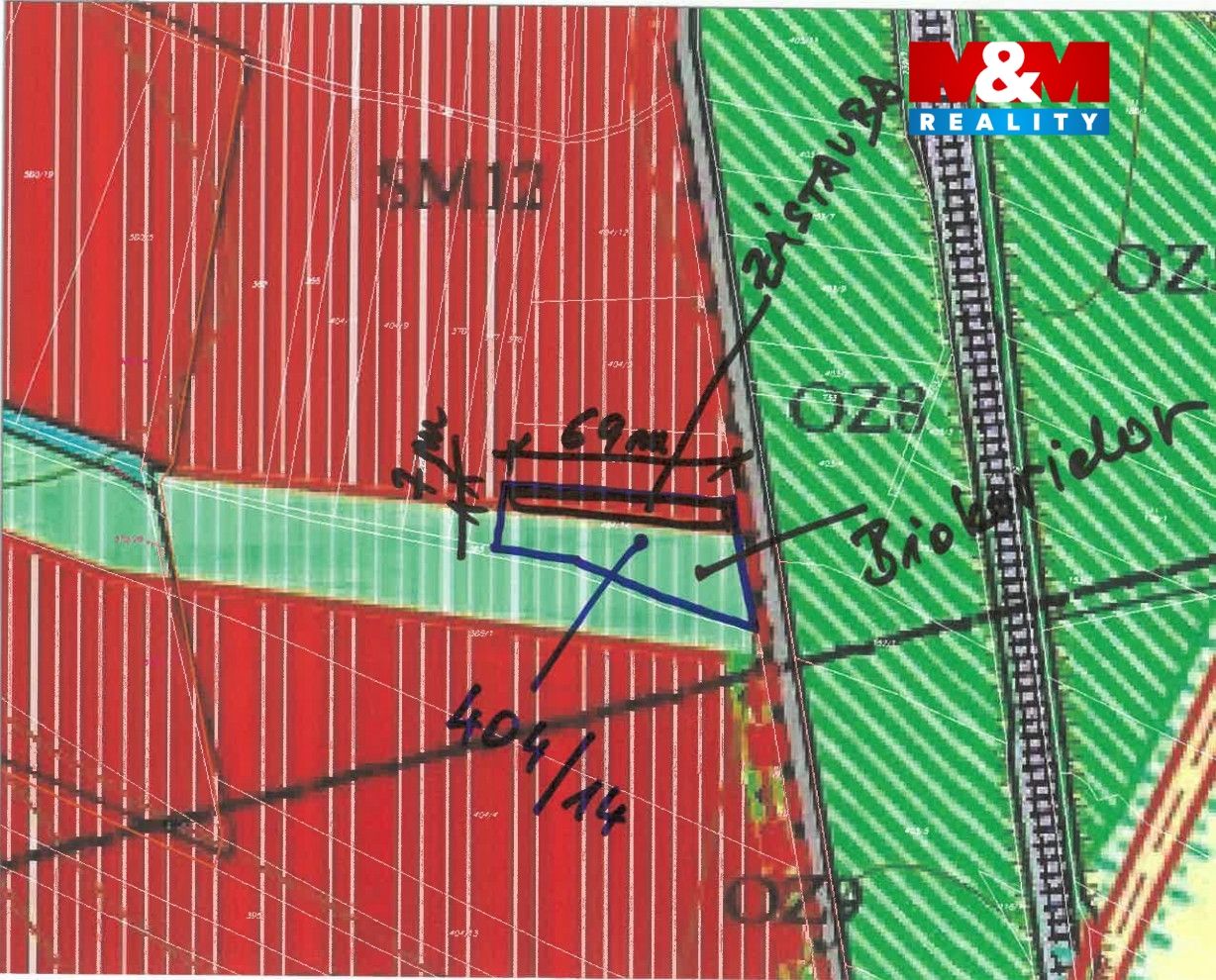 Mapa dle územního plánu.