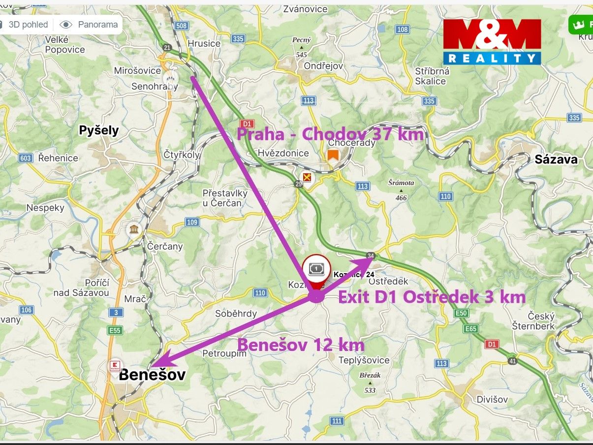 mapa vzdáleností