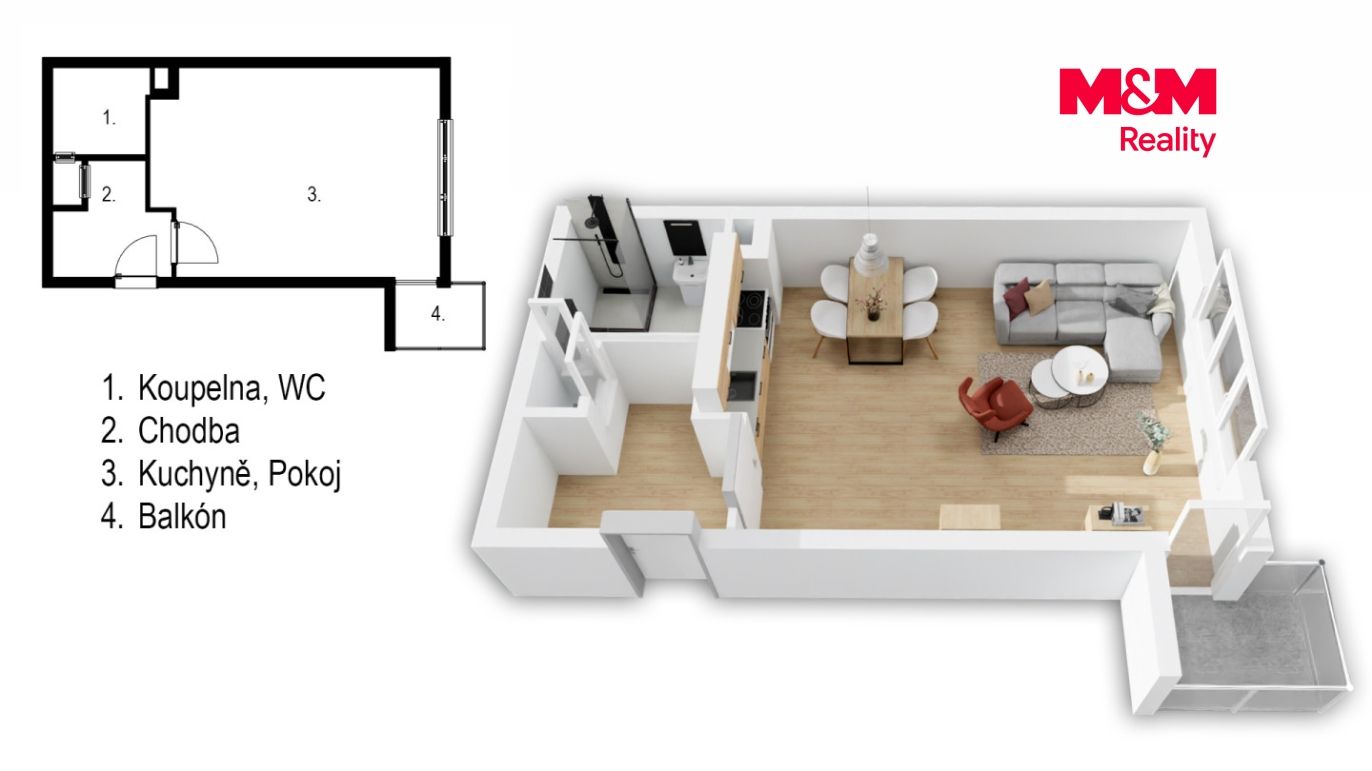 950899 - Prodej bytu 1+kk, 30 m², Praha, ul. V olšinách