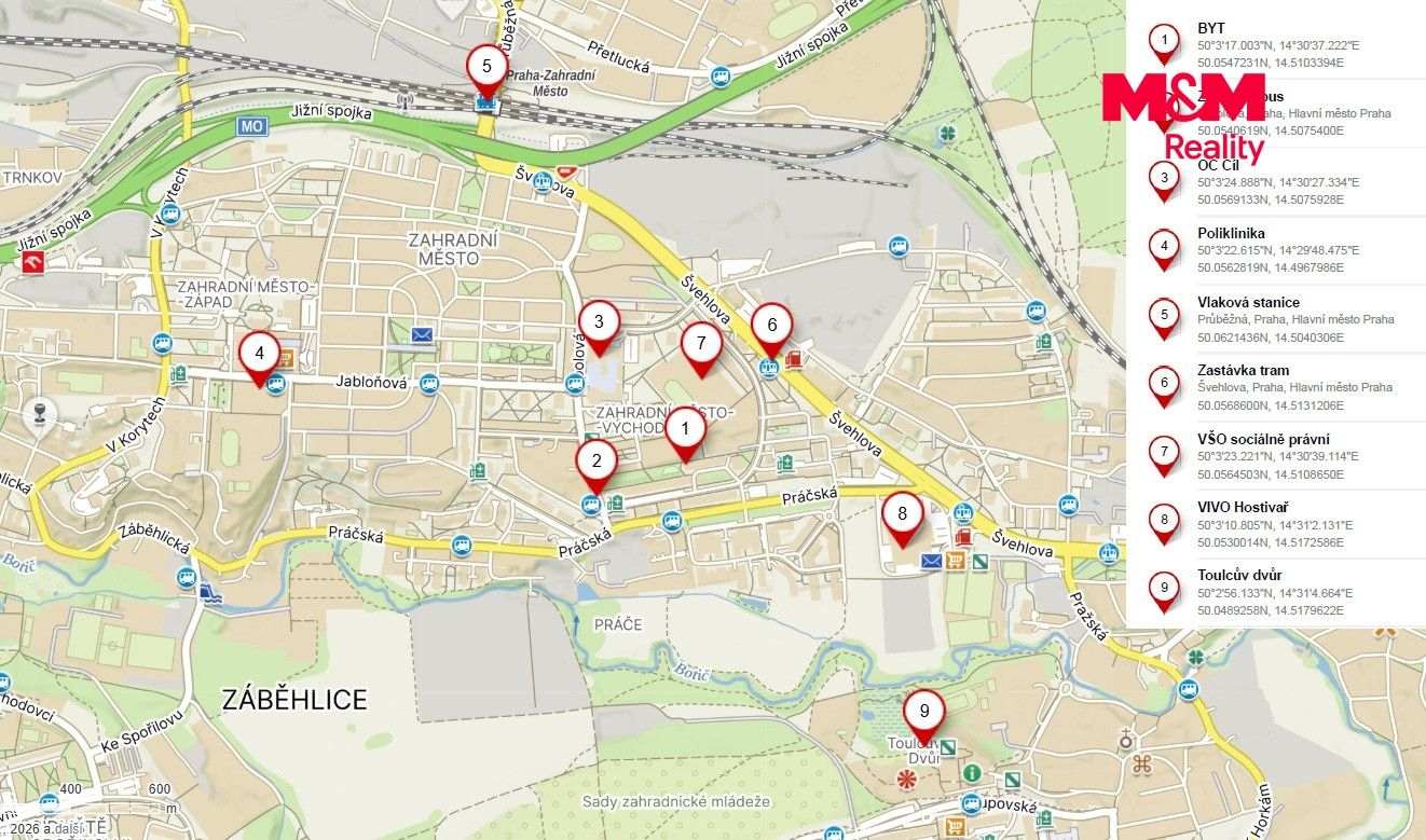 Mapa okolí