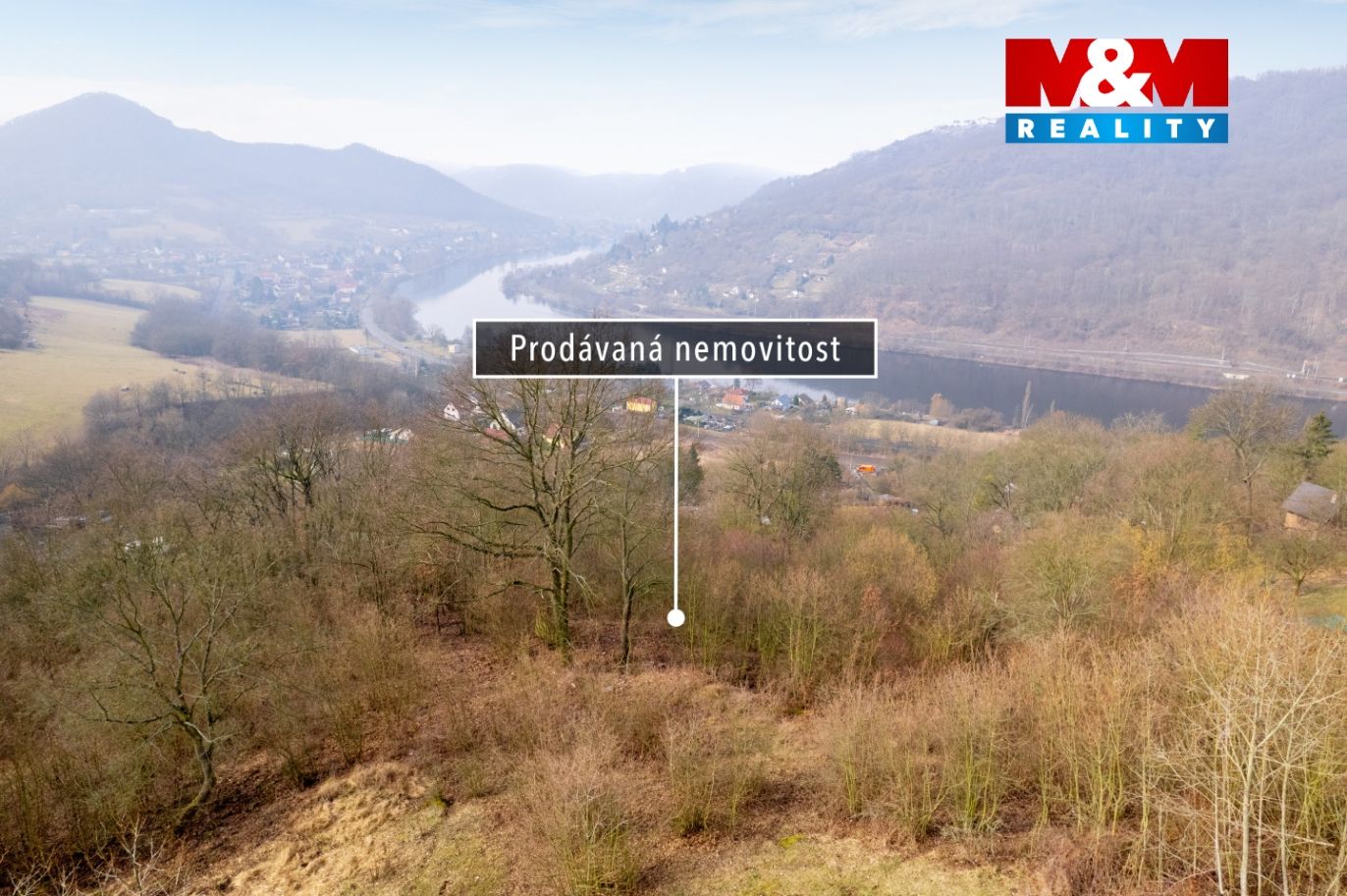 Pohled na prodávaný pozemek