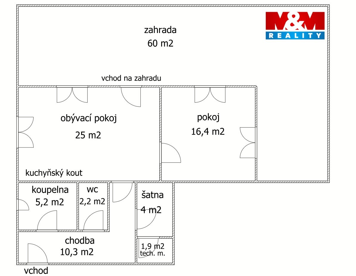 byt 2+kk, 65 m2 + zahrádka