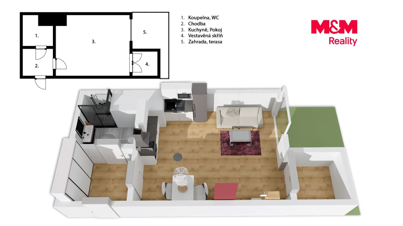 Pronájem bytu 1+kk, 34 m², Praha, ul. Polská
