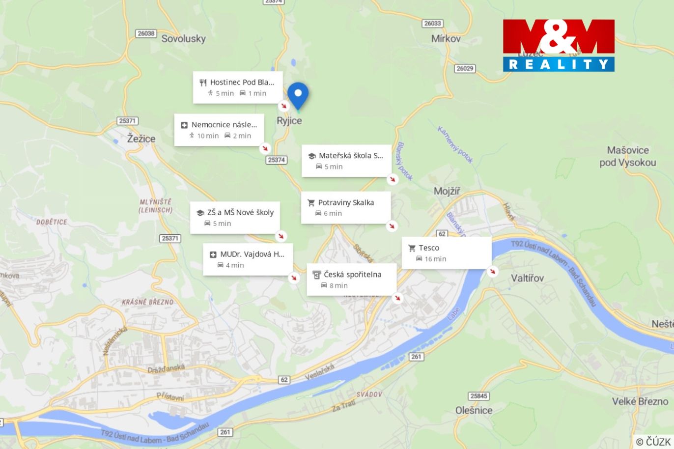 Mapa okolí.