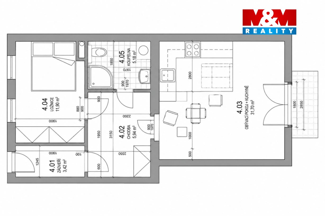 Pronájem bytu 2+kk, 46 m², Znojmo, ul. náměstí Svobody