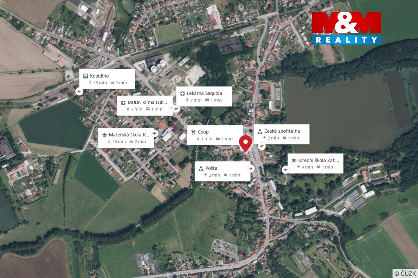 Mapa okolí s vyznačenou občanskou vybaveností
