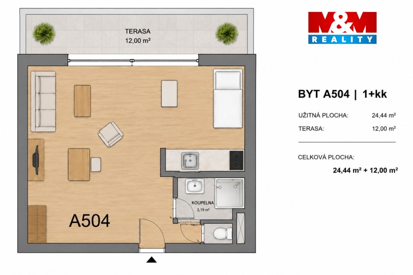 Pronájem bytu 1+kk, 24 m², Znojmo, ul. Tovární