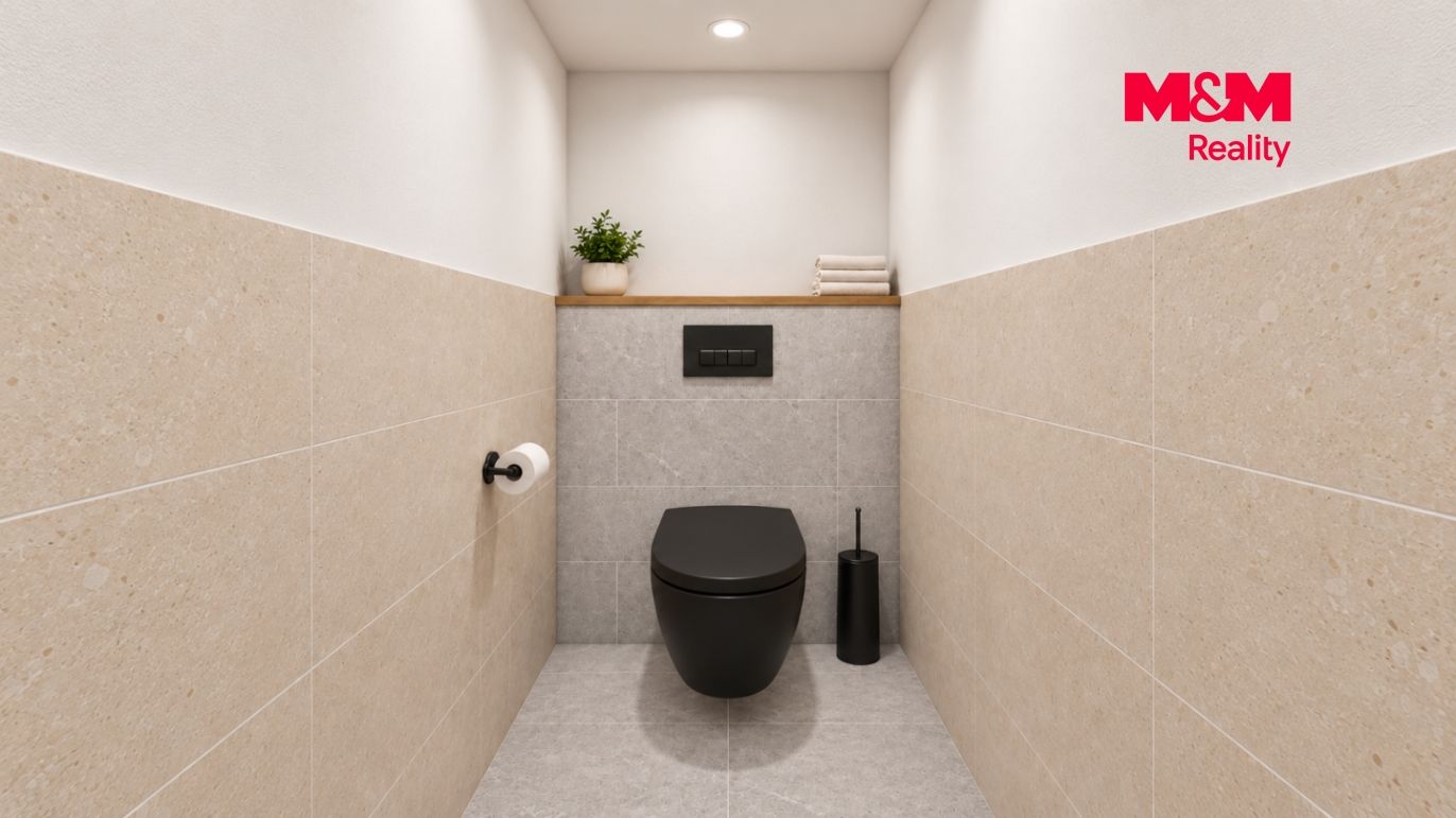 Minimalistické moderní WC s černou toaletou.png