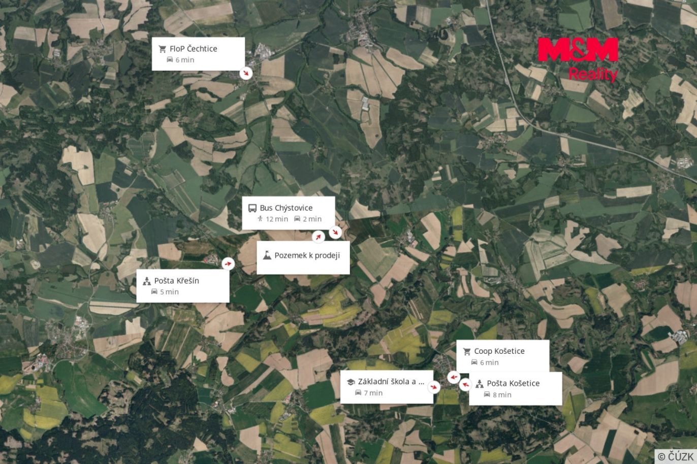 Prodej pozemku k bydlení, 8618 m², Chýstovice