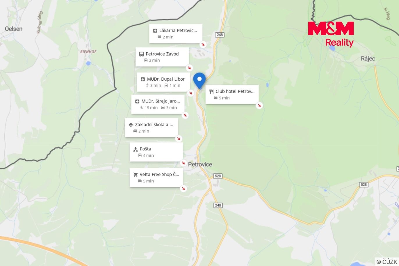 Mapa okolí.