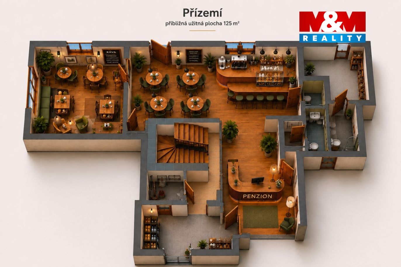 Přízemí 3D vizualizace