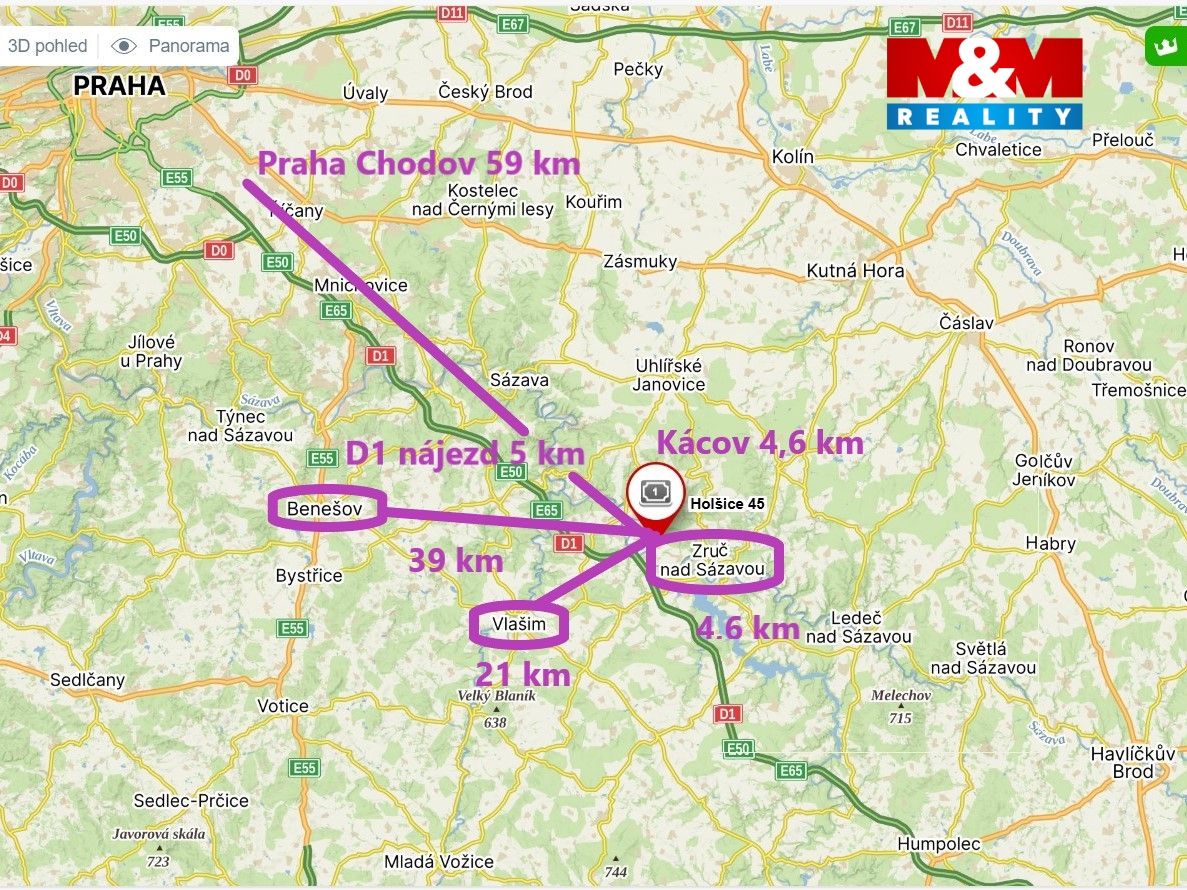 Mapa vzdáleností