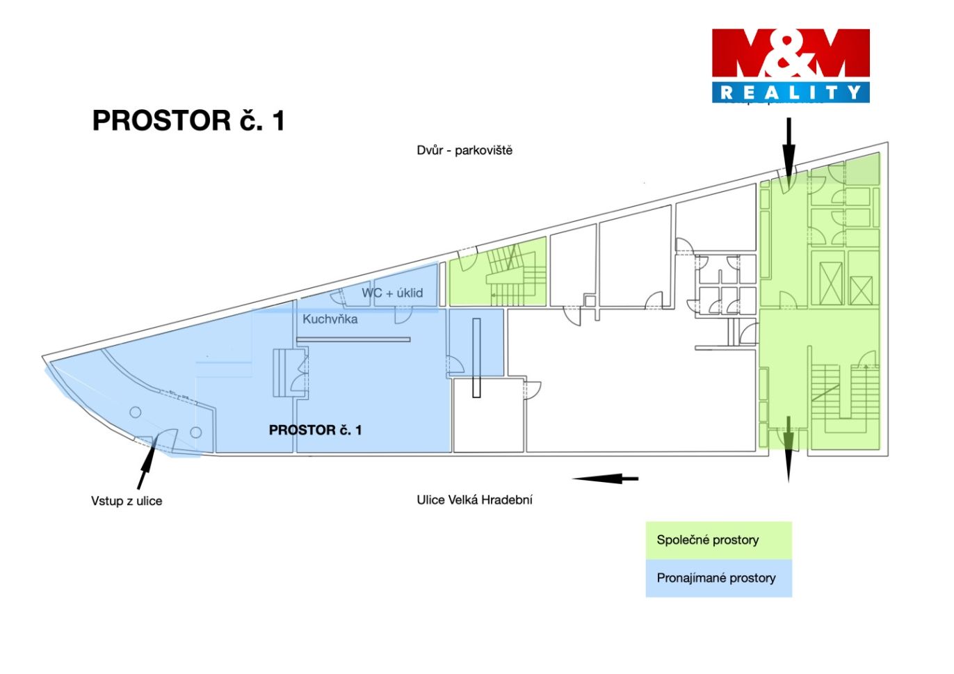 Půdorys pronájmu prvních nabídky prostor o 130 m2