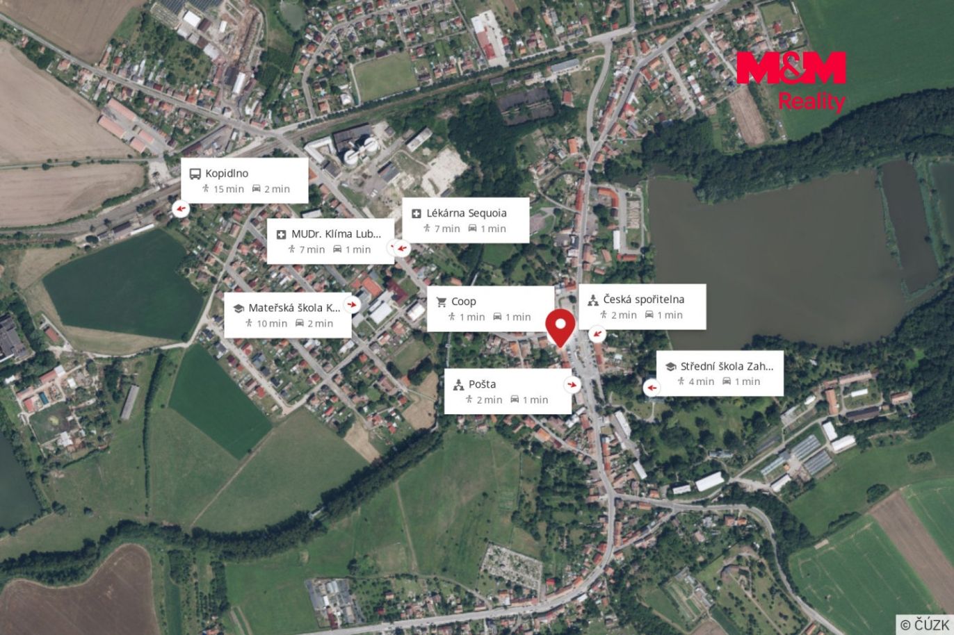 Mapa okolí s vyznačenou občanskou vybaveností