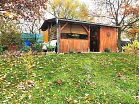 Prodej, karavan s dřevěnou přístavbou, Hradec u Kadaně