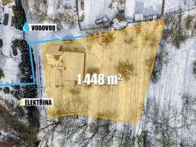 Prodej pozemku 1.448 m² s chalupou 190 m², Křižany
