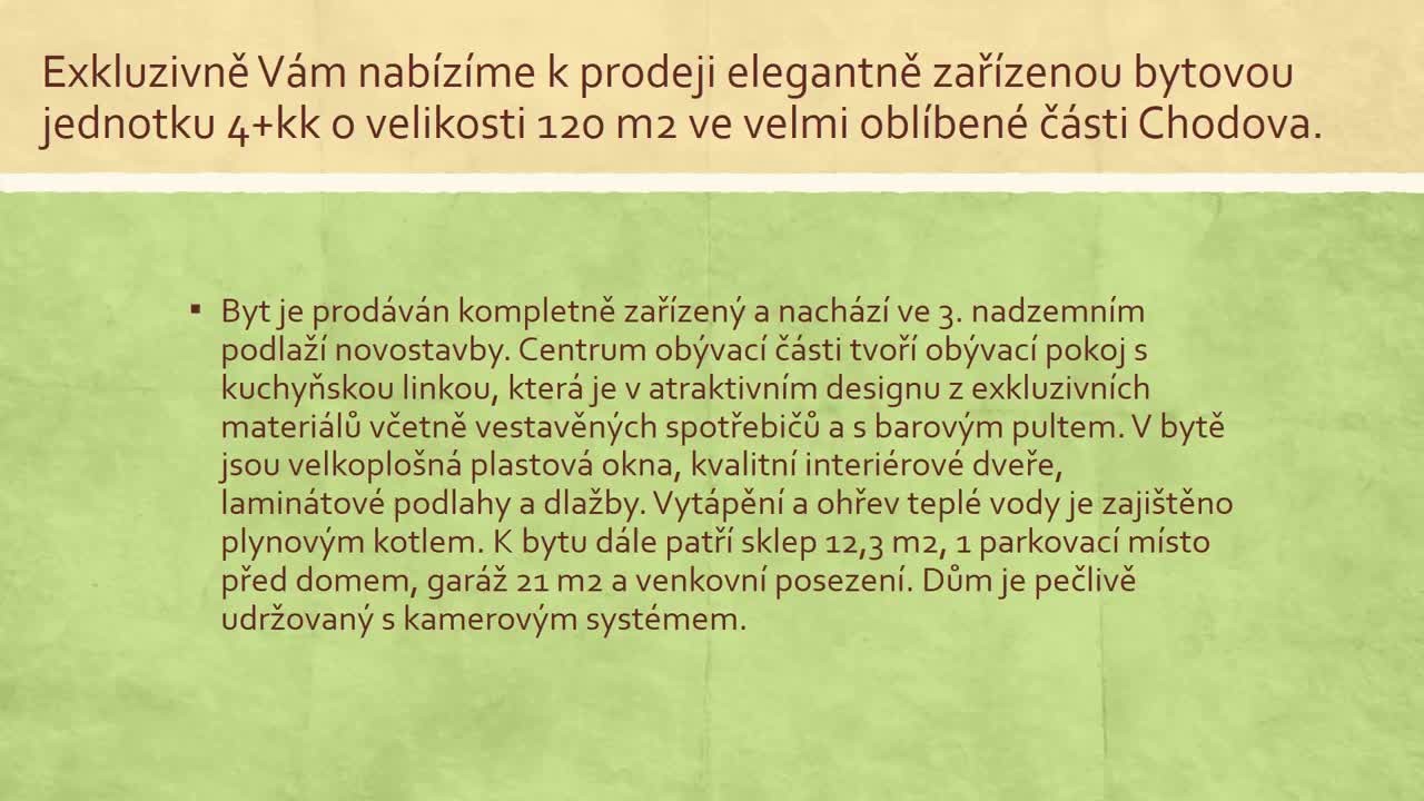 Prodej, byt 4+kk, Chodov, ul. Bezručova