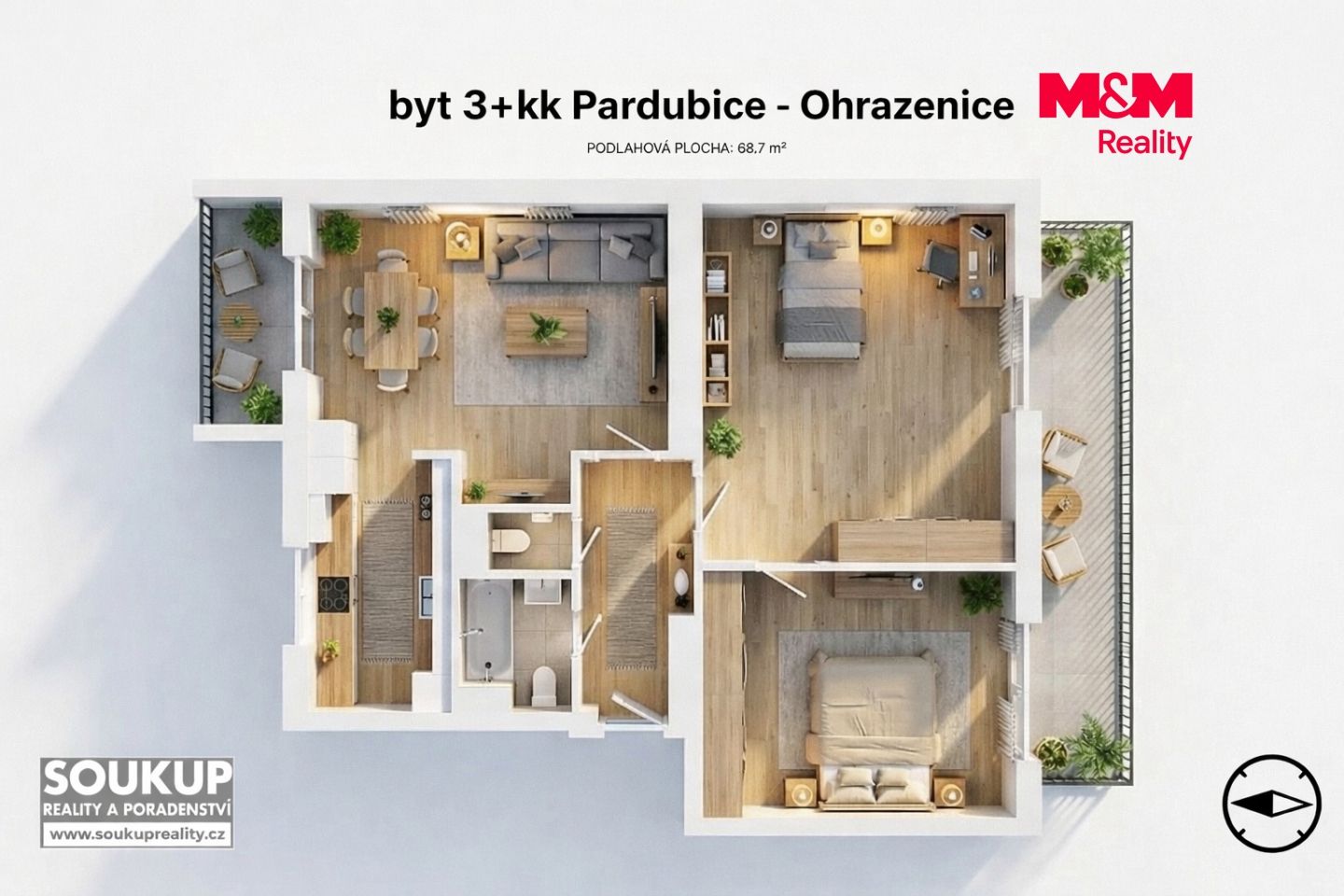 Prodej, Byt 3+kk, 69 m², Pardubice, Trnovská, Pardubice – náhled fotky 3