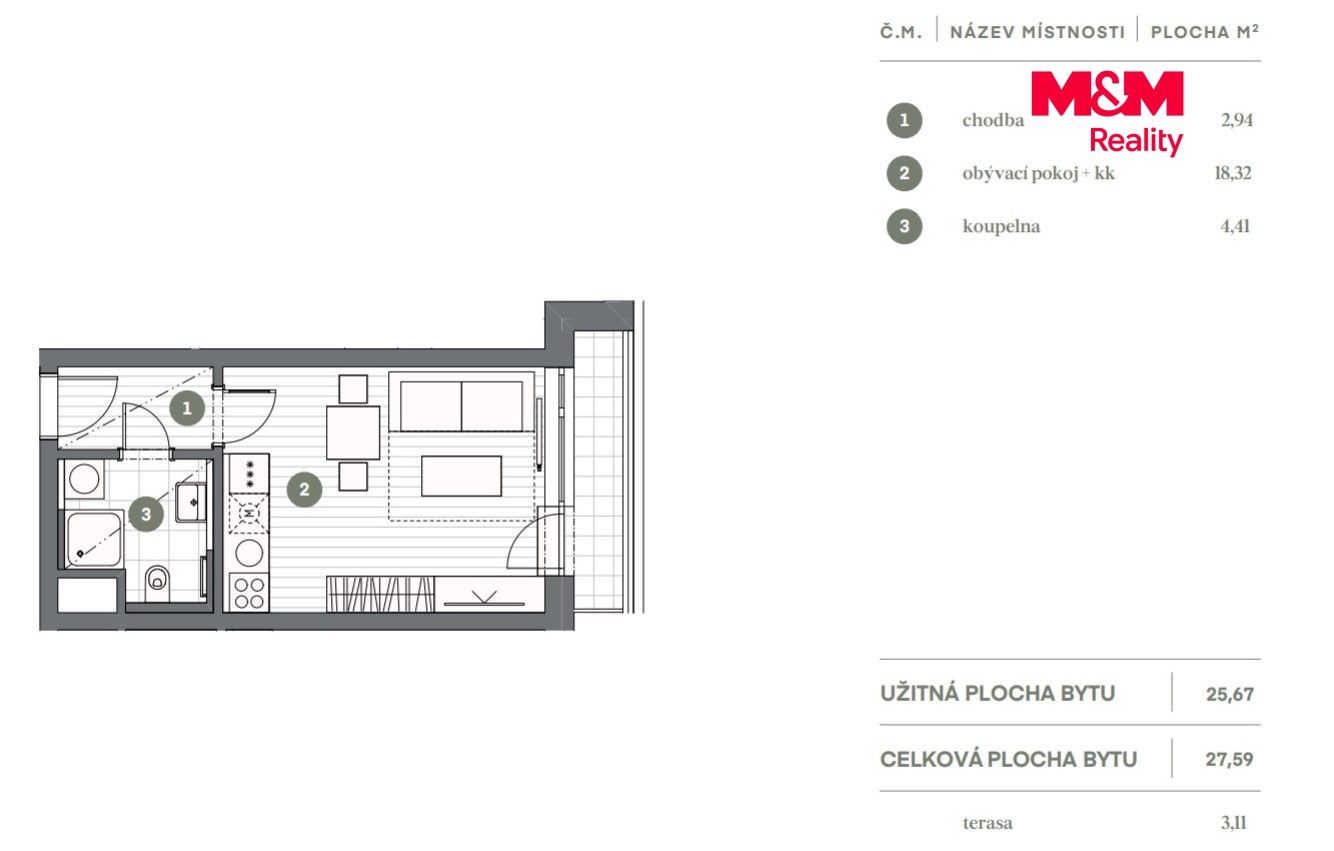 Prodej, Byt 1+kk, 28 m², Praha, Stejnosměrná, Praha – náhled fotky 9