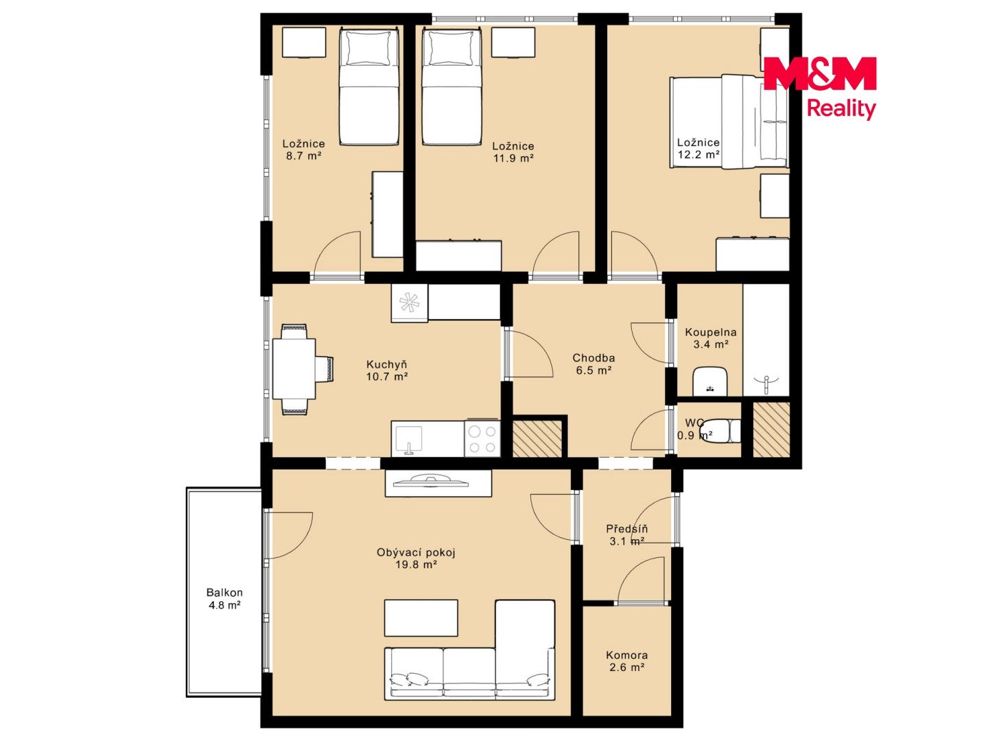 Prodej, Byt 4+1, 82 m², Trhové Sviny, Budovatelská, Trhové Sviny – náhled fotky 23